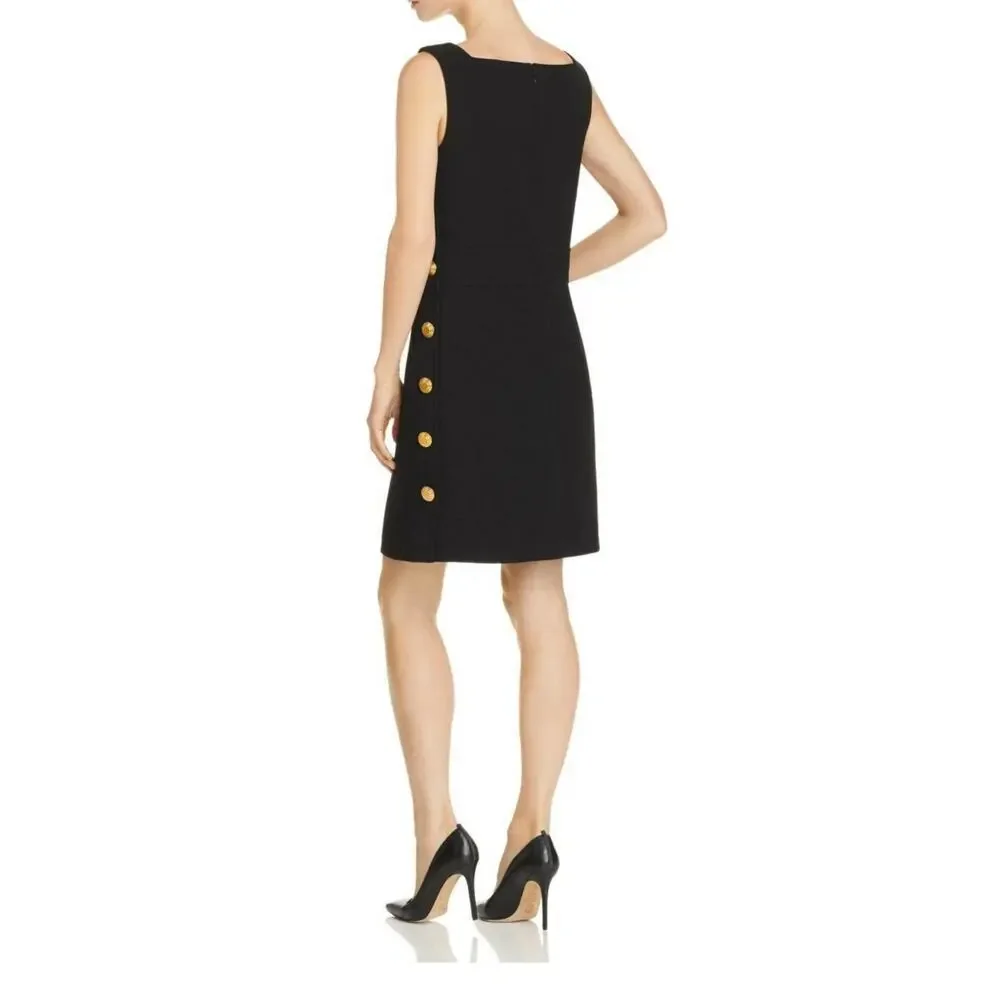 Tory Burch Black Side-Button Shift Dress Size 12 NWT